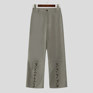 AIDASE  -  Men Pants Solid Color Button Lace Up Loose Casual Trousers Men Streetwear Joggers 2025 Fashion Leisure Male Long Pants aidase-shop